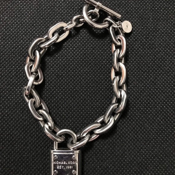 Michael Kors silver Padlock Toggle Bracelet.